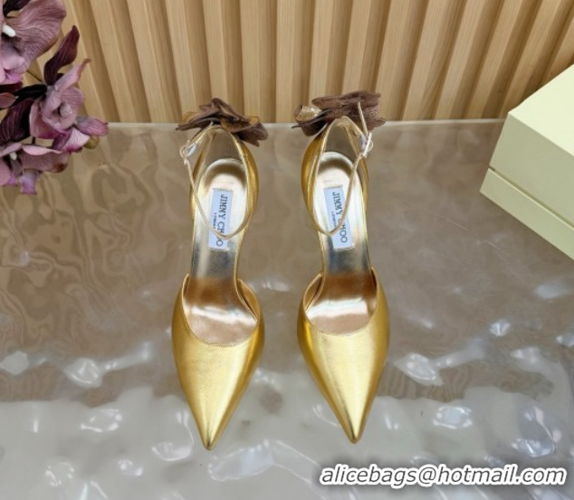 Purchase Jimmy Choo Marja Pumps 10cm in Calfskin Leather with Flower Gold 0207014 2026