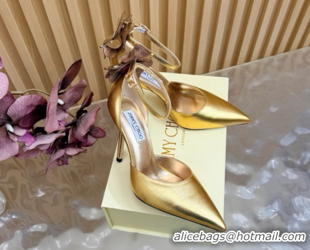 Purchase Jimmy Choo Marja Pumps 10cm in Calfskin Leather with Flower Gold 0207014 2026
