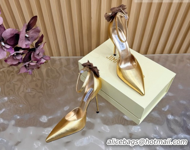 Purchase Jimmy Choo Marja Pumps 10cm in Calfskin Leather with Flower Gold 0207014 2026
