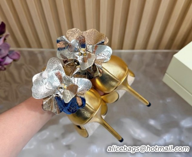Purchase Jimmy Choo Marja Pumps 10cm in Calfskin Leather with Flower Gold 0207014 2026