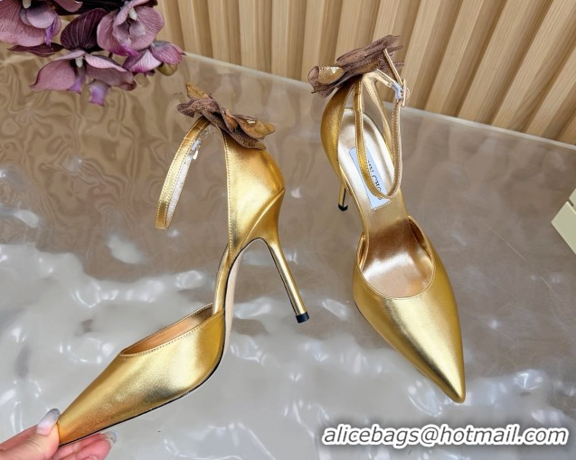 Purchase Jimmy Choo Marja Pumps 10cm in Calfskin Leather with Flower Gold 0207014 2026