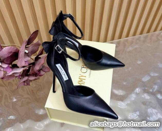 Top Quality Jimmy Choo Marja Pumps 10cm in Calfskin Leather with Flower Black 0207015 2026