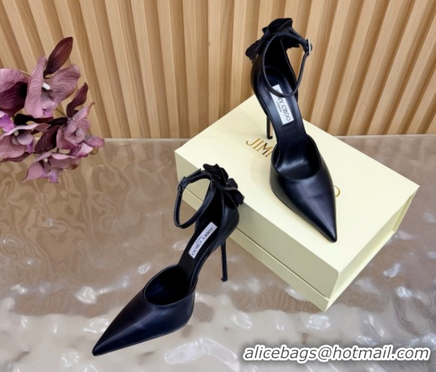 Top Quality Jimmy Choo Marja Pumps 10cm in Calfskin Leather with Flower Black 0207015 2026