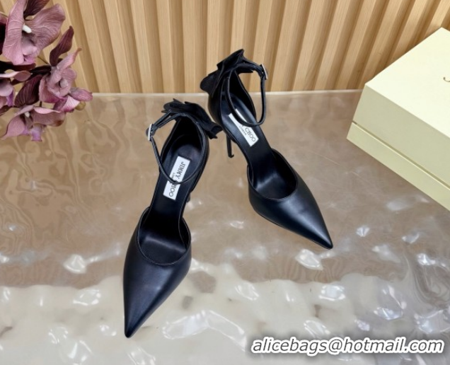 Top Quality Jimmy Choo Marja Pumps 10cm in Calfskin Leather with Flower Black 0207015 2026