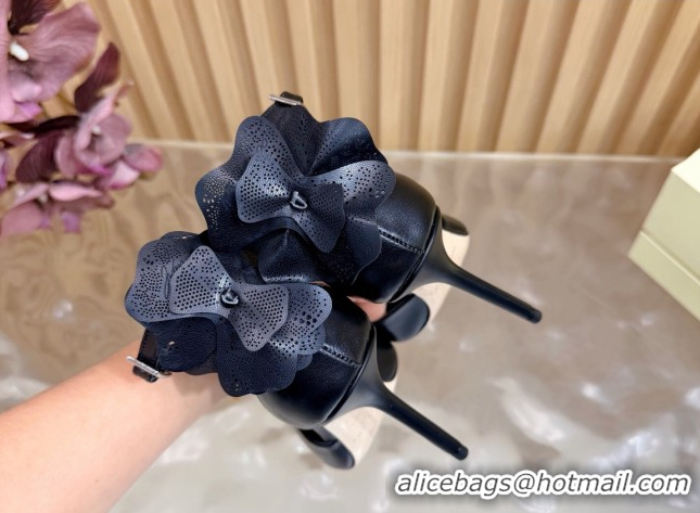 Top Quality Jimmy Choo Marja Pumps 10cm in Calfskin Leather with Flower Black 0207015 2026