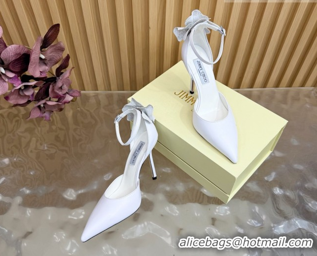 Good Quality Jimmy Choo Marja Pumps 10cm in Calfskin Leather with Flower White 0207016 2026