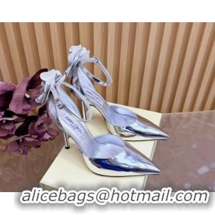 Best Grade Jimmy Choo Marja Pumps 10cm in Patent Leather with Flower Silver 0207017 2026