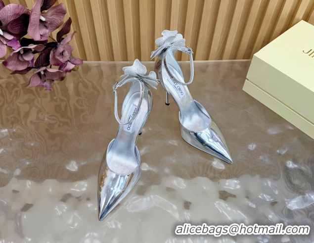 Best Grade Jimmy Choo Marja Pumps 10cm in Patent Leather with Flower Silver 0207017 2026