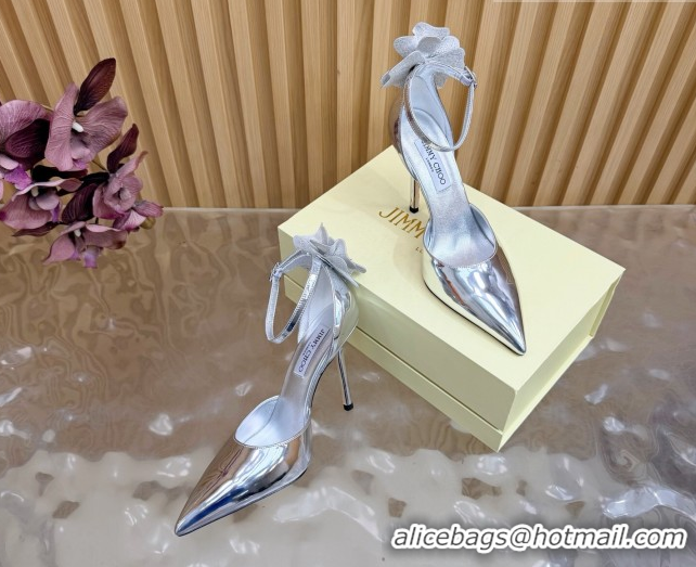 Best Grade Jimmy Choo Marja Pumps 10cm in Patent Leather with Flower Silver 0207017 2026