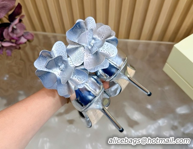 Best Grade Jimmy Choo Marja Pumps 10cm in Patent Leather with Flower Silver 0207017 2026