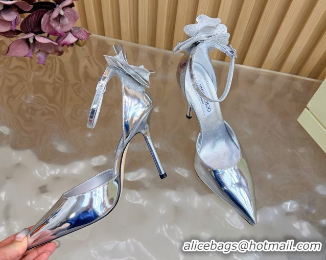 Best Grade Jimmy Choo Marja Pumps 10cm in Patent Leather with Flower Silver 0207017 2026