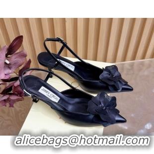 Best Product Jimmy Choo Mimmi Sling Back Pumps 6.5cm in Calfskin Leather with Flower Black 0207021 2026