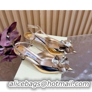 Perfect Jimmy Choo Mimmi Sling Back Pumps 6.5cm in Patent Leather with Flower Gold 0207024 2026