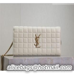 Luxury Discount Saint Laurent Cassandre Quilted Lambskin Leather Chain Bag 743364 White 2026