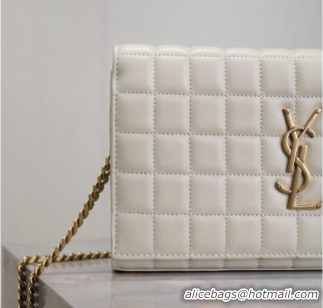 Luxury Discount Saint Laurent Cassandre Quilted Lambskin Leather Chain Bag 743364 White 2026