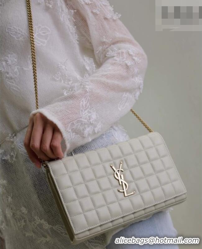 Luxury Discount Saint Laurent Cassandre Quilted Lambskin Leather Chain Bag 743364 White 2026