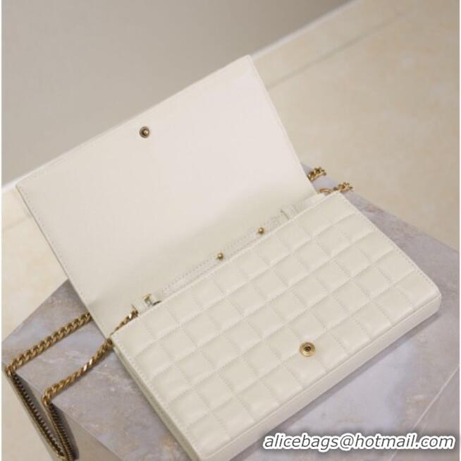 Luxury Discount Saint Laurent Cassandre Quilted Lambskin Leather Chain Bag 743364 White 2026