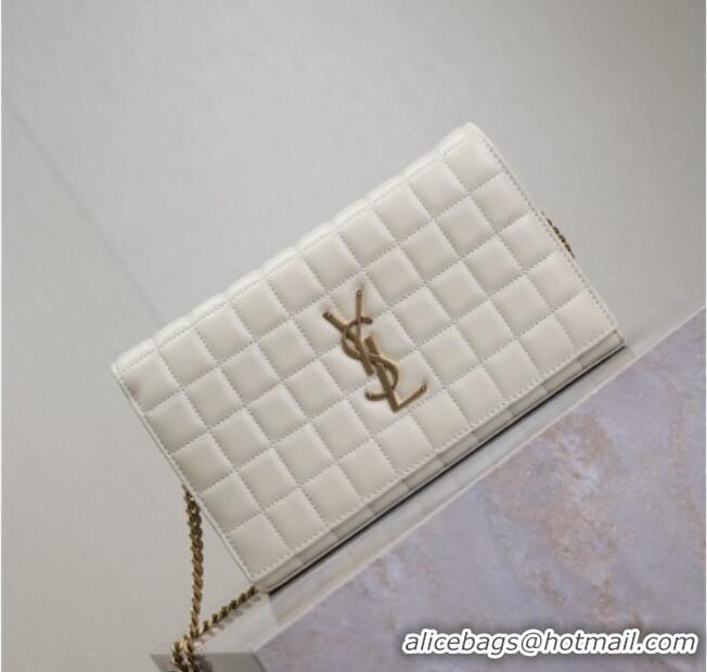 Luxury Discount Saint Laurent Cassandre Quilted Lambskin Leather Chain Bag 743364 White 2026