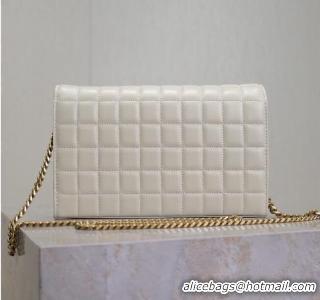 Luxury Discount Saint Laurent Cassandre Quilted Lambskin Leather Chain Bag 743364 White 2026
