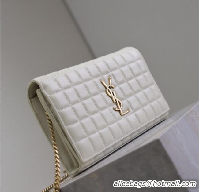 Luxury Discount Saint Laurent Cassandre Quilted Lambskin Leather Chain Bag 743364 White 2026