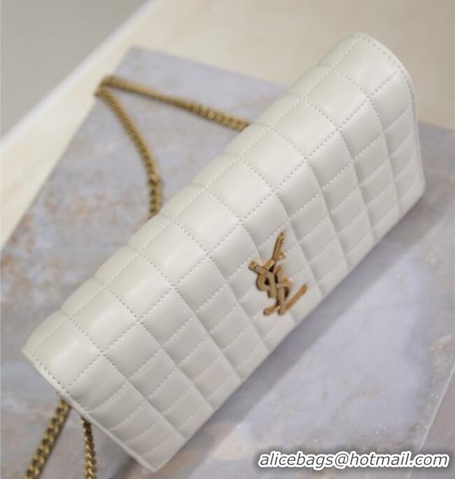 Luxury Discount Saint Laurent Cassandre Quilted Lambskin Leather Chain Bag 743364 White 2026