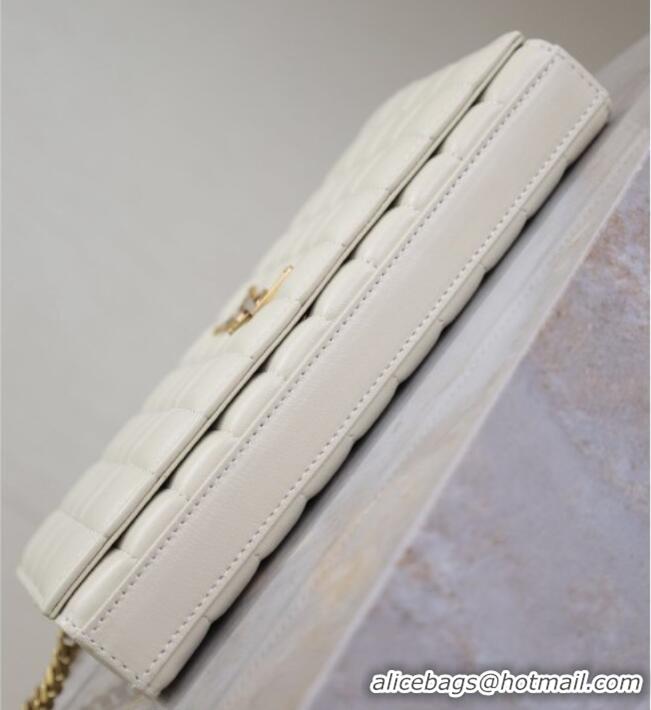 Luxury Discount Saint Laurent Cassandre Quilted Lambskin Leather Chain Bag 743364 White 2026