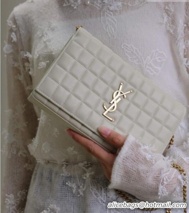 Luxury Discount Saint Laurent Cassandre Quilted Lambskin Leather Chain Bag 743364 White 2026