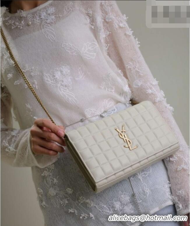 Luxury Discount Saint Laurent Cassandre Quilted Lambskin Leather Chain Bag 743364 White 2026