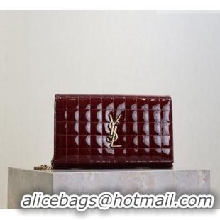Reasonable Price Saint Laurent Cassandre Quilted Patent Leather Chain Bag 743364 Burgundy 2026