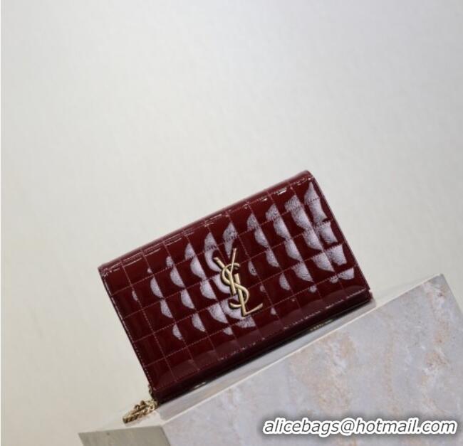 Reasonable Price Saint Laurent Cassandre Quilted Patent Leather Chain Bag 743364 Burgundy 2026