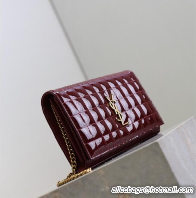Reasonable Price Saint Laurent Cassandre Quilted Patent Leather Chain Bag 743364 Burgundy 2026