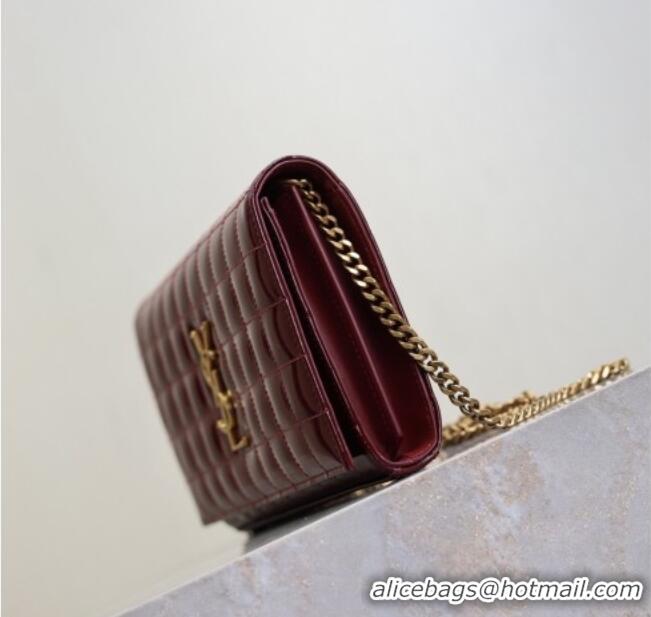Reasonable Price Saint Laurent Cassandre Quilted Patent Leather Chain Bag 743364 Burgundy 2026