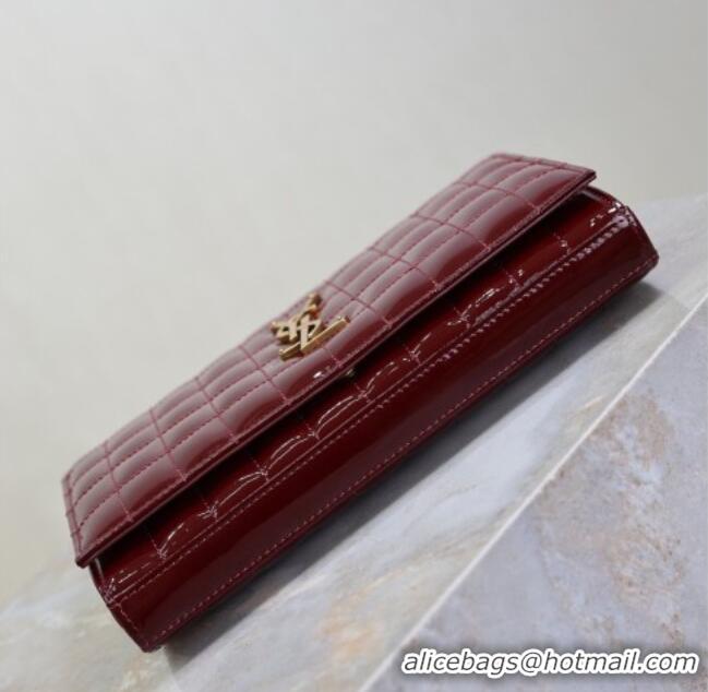 Reasonable Price Saint Laurent Cassandre Quilted Patent Leather Chain Bag 743364 Burgundy 2026