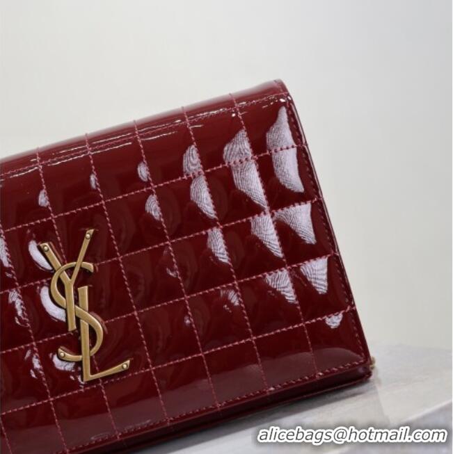 Reasonable Price Saint Laurent Cassandre Quilted Patent Leather Chain Bag 743364 Burgundy 2026