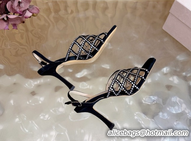Best Price Jimmy Choo Suede and Strass Heel Sandals 9cm JC020701 Black 2026