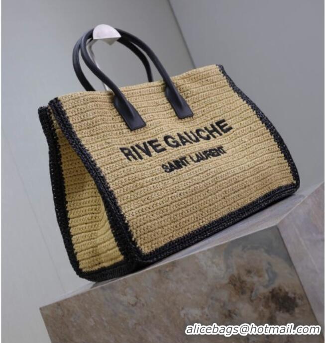 Top Quality Saint Laurent Rive Gauche Large Tote bag in Raffia Straw 509415 Beige 2026