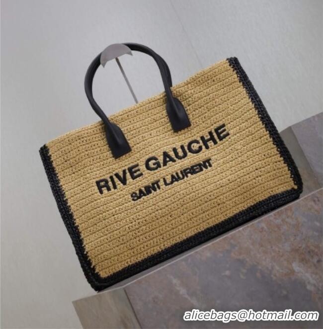 Top Quality Saint Laurent Rive Gauche Large Tote bag in Raffia Straw 509415 Beige 2026