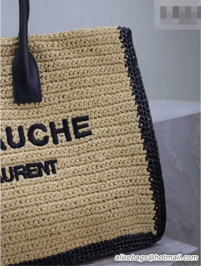 Top Quality Saint Laurent Rive Gauche Large Tote bag in Raffia Straw 509415 Beige 2026