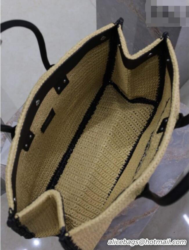 Top Quality Saint Laurent Rive Gauche Large Tote bag in Raffia Straw 509415 Beige 2026