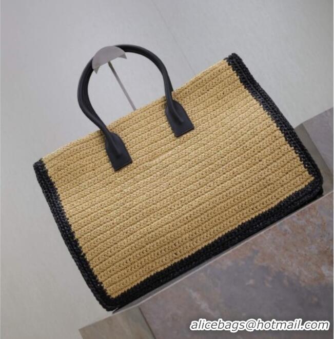 Top Quality Saint Laurent Rive Gauche Large Tote bag in Raffia Straw 509415 Beige 2026