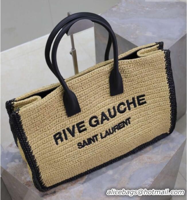 Top Quality Saint Laurent Rive Gauche Large Tote bag in Raffia Straw 509415 Beige 2026