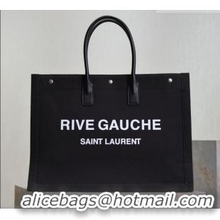 Luxurious Saint Laurent Rive Gauche Large Tote bag in Linen and Cotton 509415 Black 2026