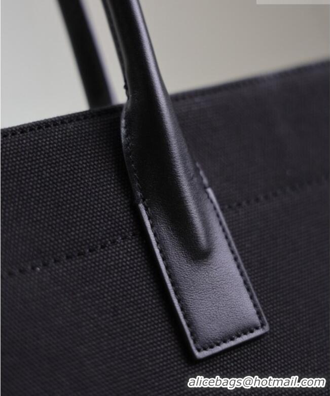 Luxurious Saint Laurent Rive Gauche Large Tote bag in Linen and Cotton 509415 Black 2026