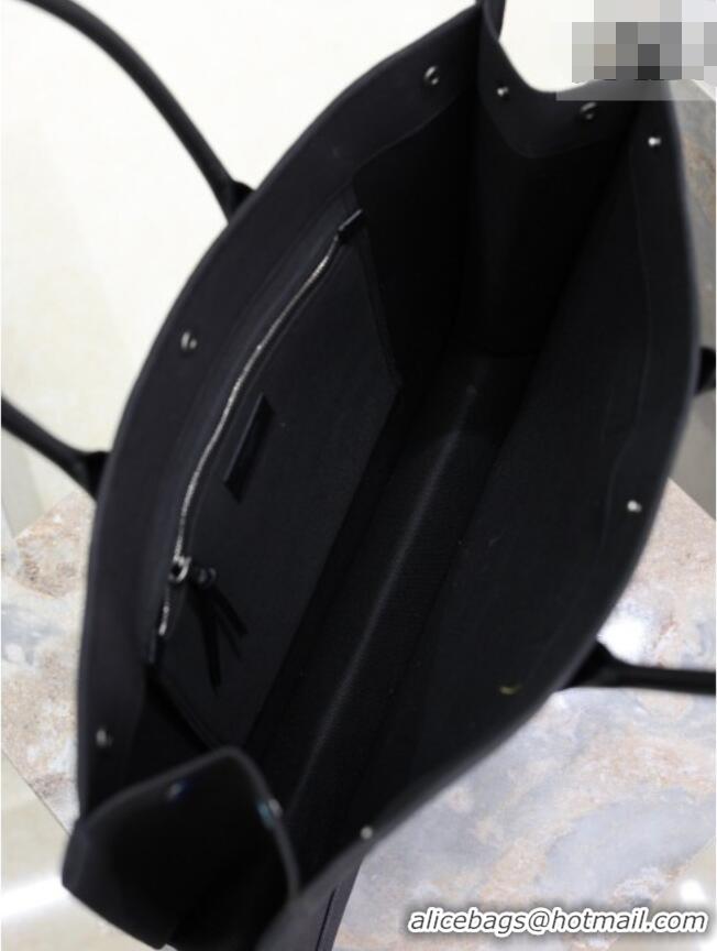 Luxurious Saint Laurent Rive Gauche Large Tote bag in Linen and Cotton 509415 Black 2026