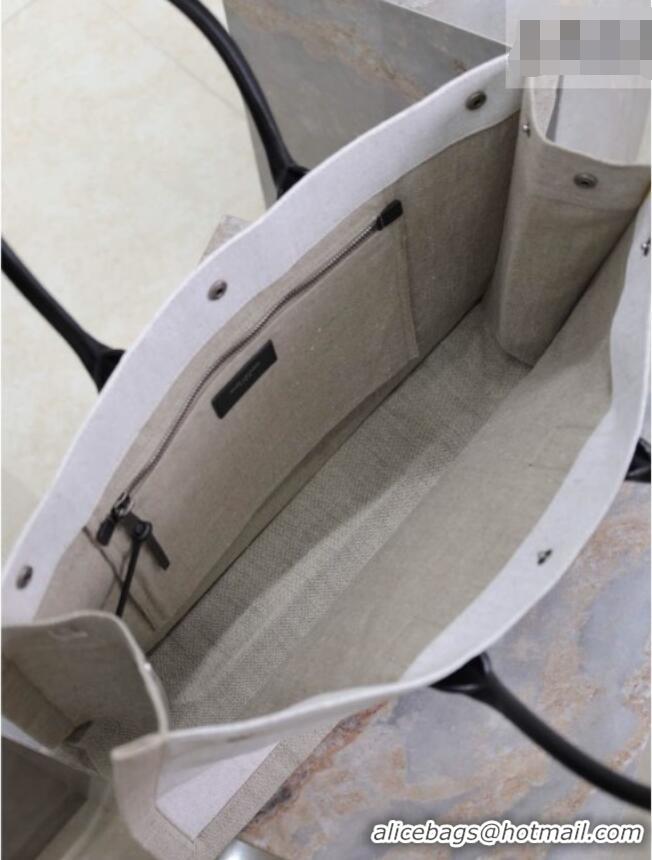 Good Quality Saint Laurent Rive Gauche Large Tote bag in Linen and Cotton 509415 White 2026