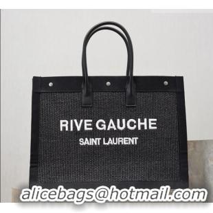 Buy Fashionable Saint Laurent Rive Gauche Large Tote bag in Woven 509415 Black 2026