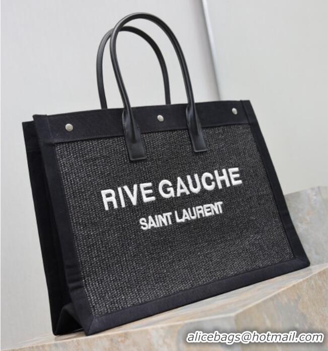 Buy Fashionable Saint Laurent Rive Gauche Large Tote bag in Woven 509415 Black 2026