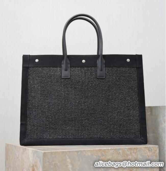 Buy Fashionable Saint Laurent Rive Gauche Large Tote bag in Woven 509415 Black 2026