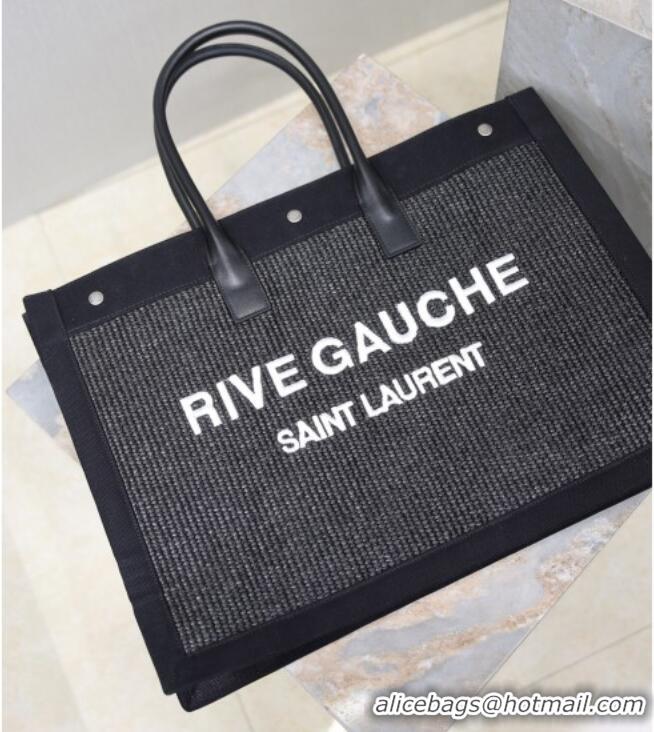 Buy Fashionable Saint Laurent Rive Gauche Large Tote bag in Woven 509415 Black 2026