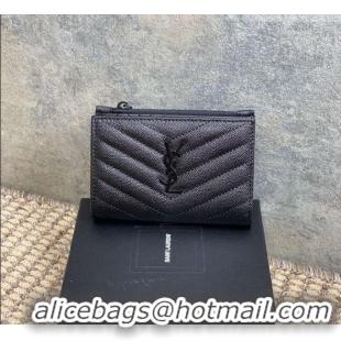 Good Taste Saint Laurent Grained Leather Short Wallet 575974 All Black 2026